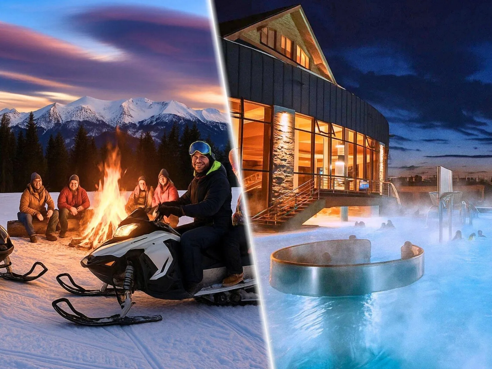 Zakopane Snowmobiles, Bonfire and Hot Springs Tour from Krakow